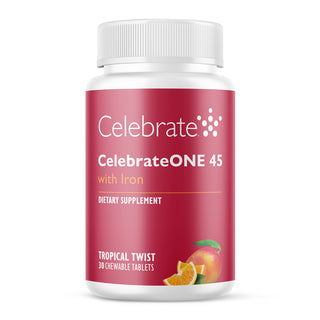 CelebrateONE 45 Günde Bir Kez Bariatrik Multivitamin ile Demir, Çiğnenebilir