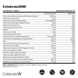 CelebrateONE Once Daily Bariatric Multivitamin χωρίς σίδηρο, κάψουλες