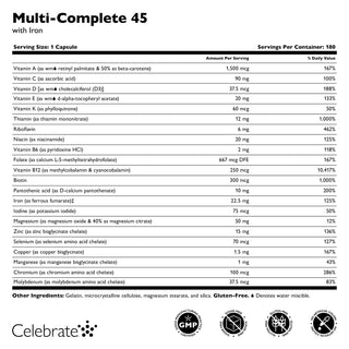 Multi-Complete 45 Βαριατρική πολυβιταμίνη με σίδηρο, κάψουλες