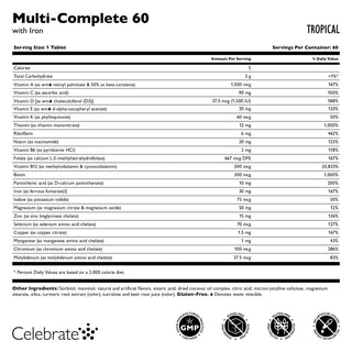 Multi-Complete 60 Βαριατρική πολυβιταμίνη με σίδηρο, μασώμενο, Tropical