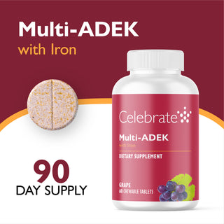 Βιταμίνη Multi-ADEK με 60mg σίδηρο, μασώμενη, Grape