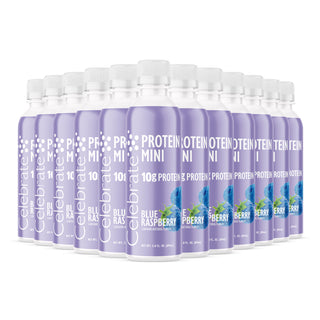 Πολλαπλά δοχεία Protein Mini με γεύση Blue Raspberry σε λευκό φόντο